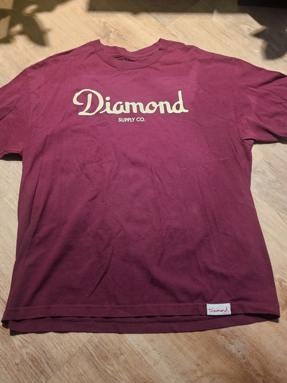 Diamond Supply Co. Short Sleeve Tee in Burgundy with Cream Logo